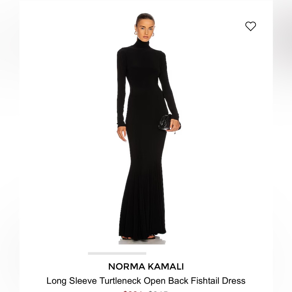 Norma Kamali Long Sleeve Turtleneck Open Back Fishtail Dress (M)